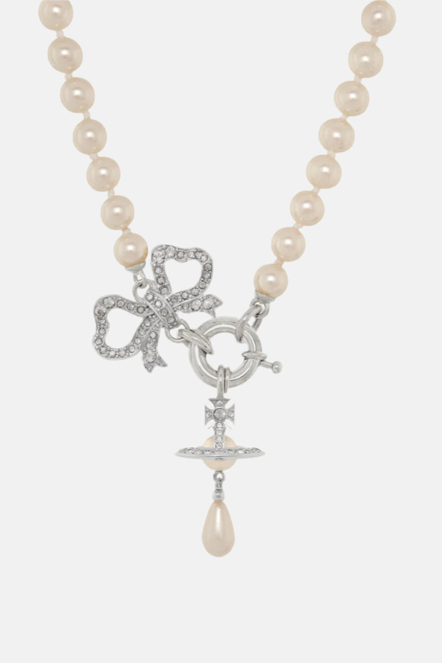 Vivienne Westwood Rigoberta, Crystal Velvet, Platinum Perlen-Halskette