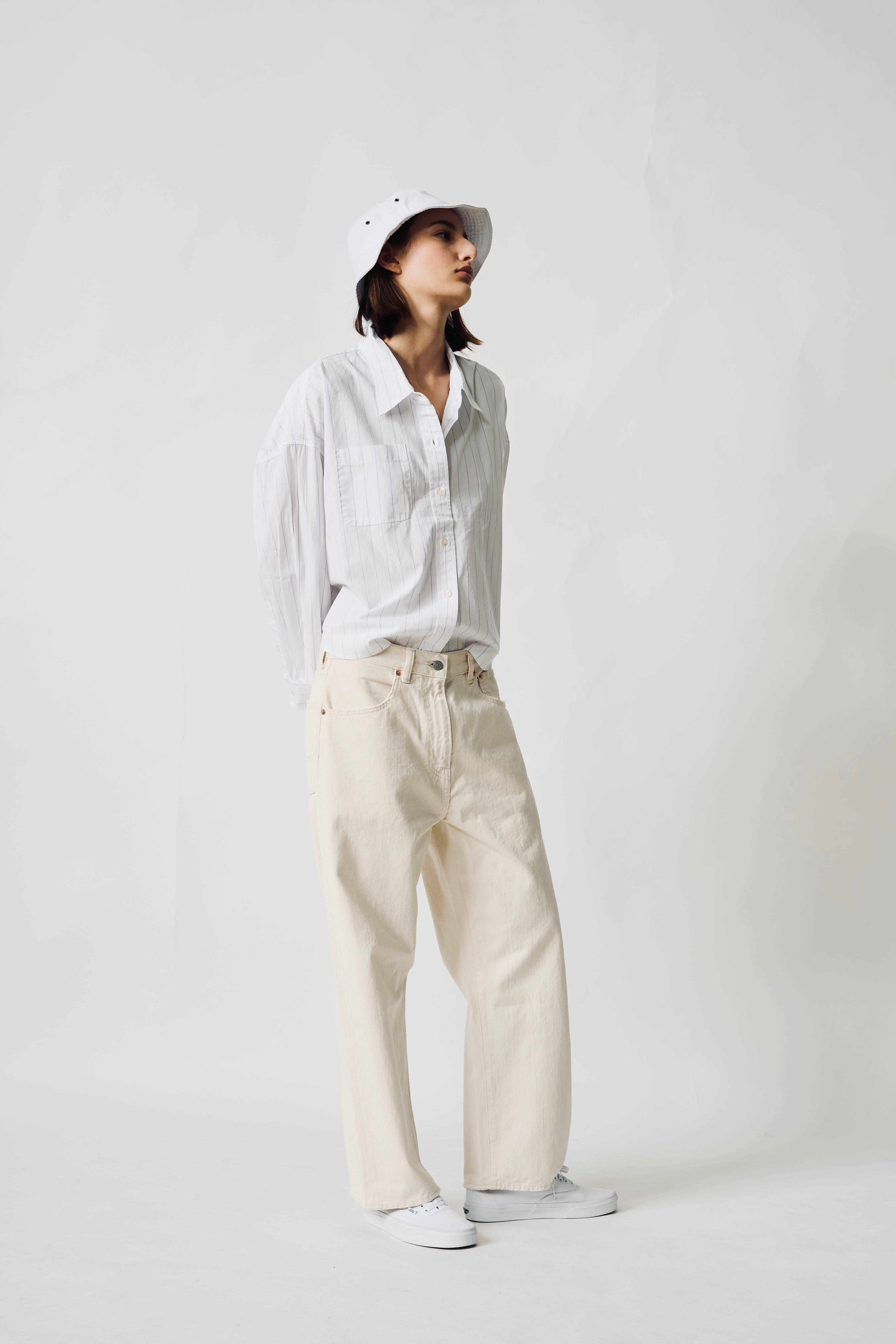 Denimist Bailey, Light Blue/Wide Stripe, Cropped Shirt
