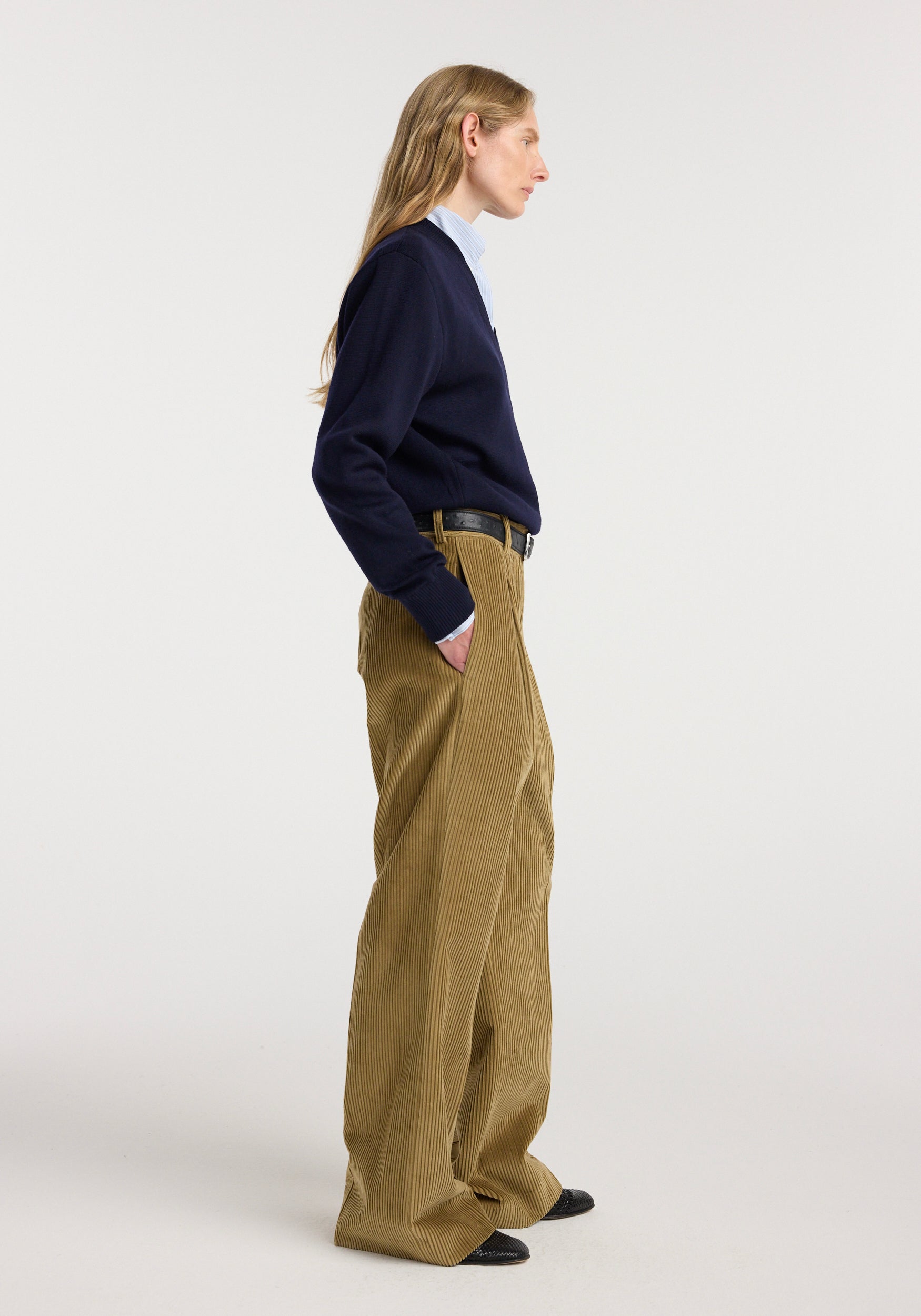 Róhe Ted Low Waist Corduroy, Beige, Hose