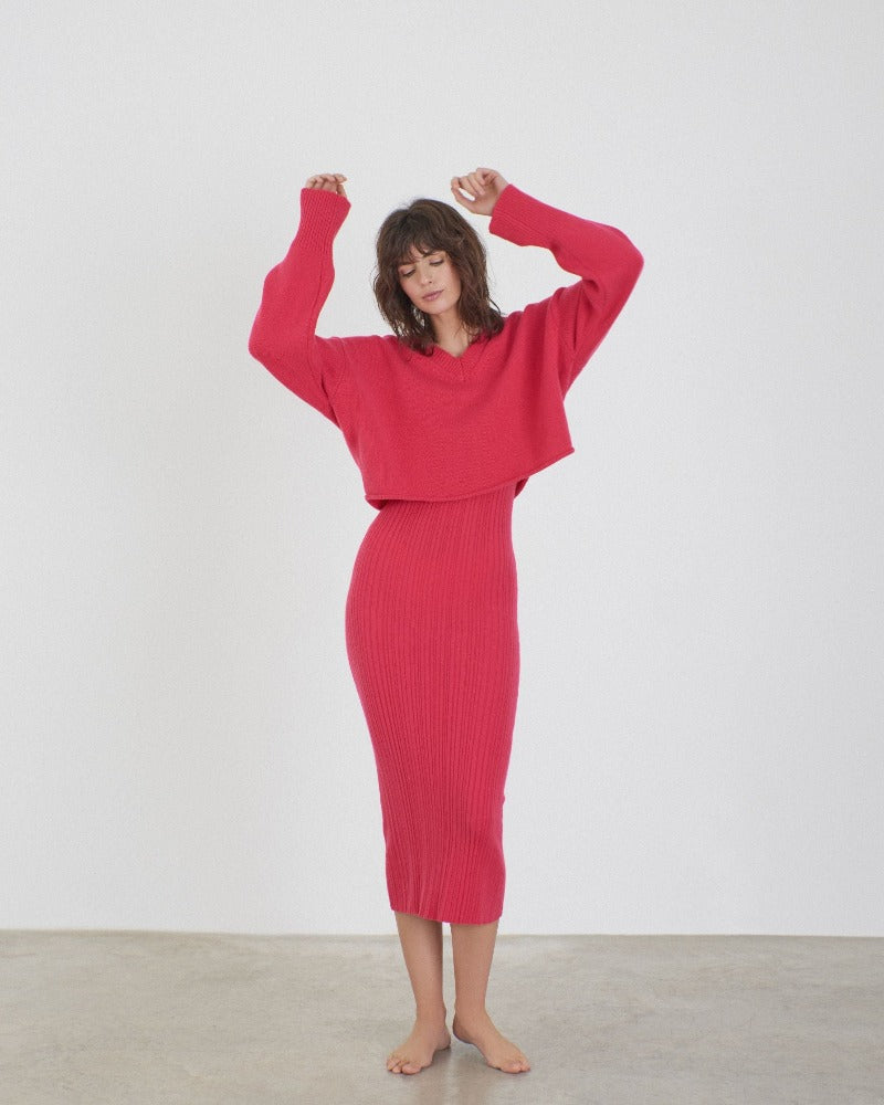 Lis, Pink, Cashmere Cropped V-Neck