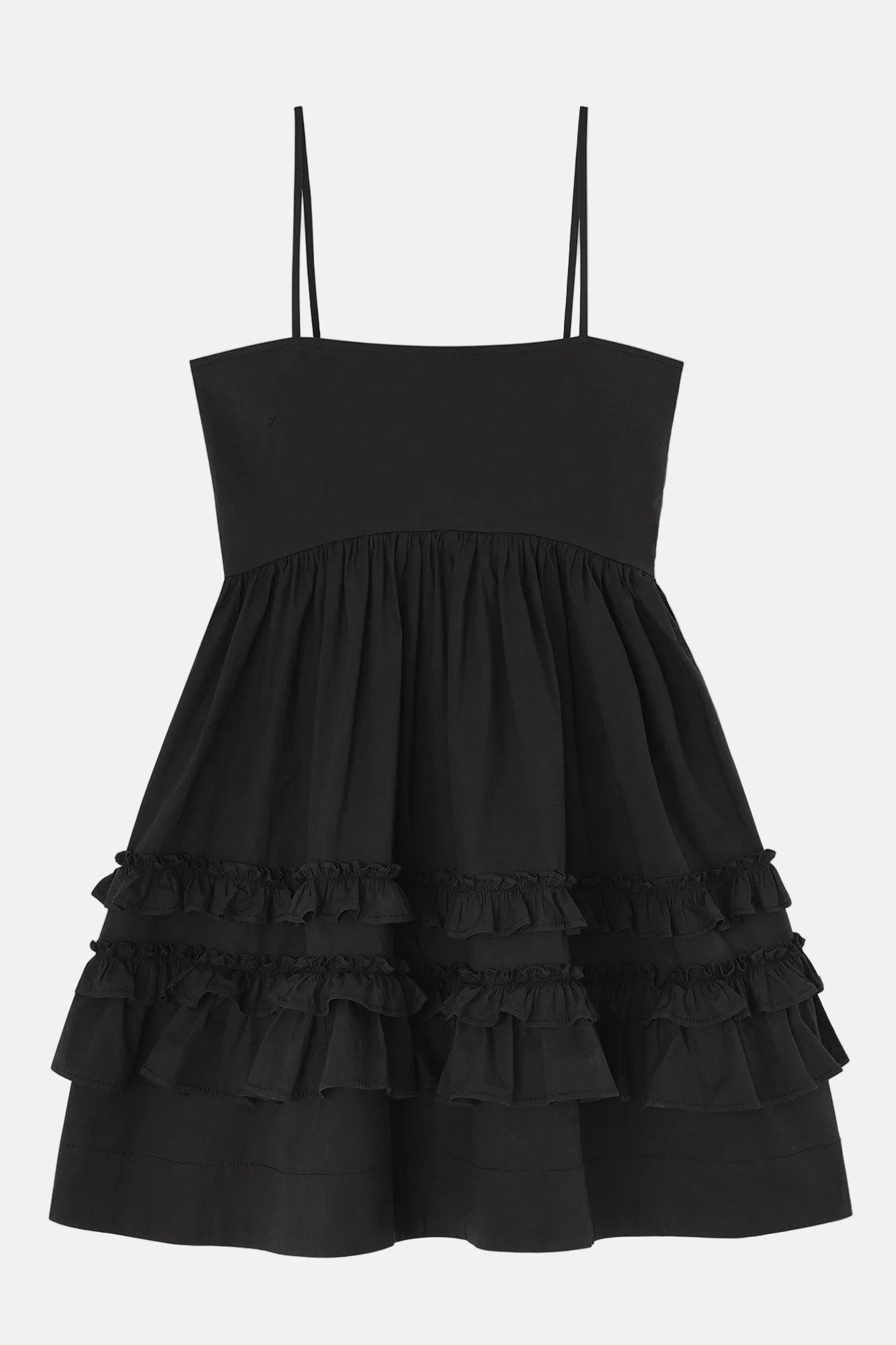 GANNI Stretch Mini Strap, Black, Dress w. Frills