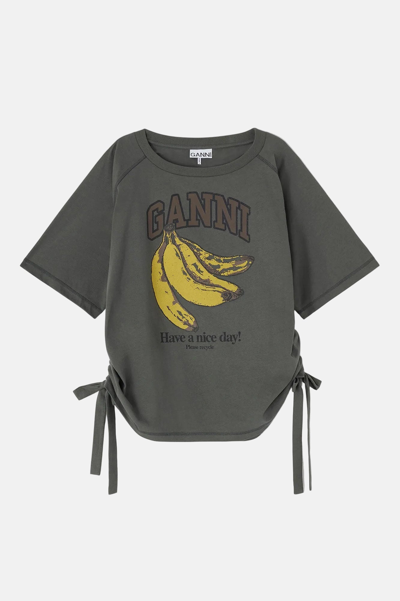 GANNI Future Heavy Jersey Raglan, Volcanic Ash, T-Shirt