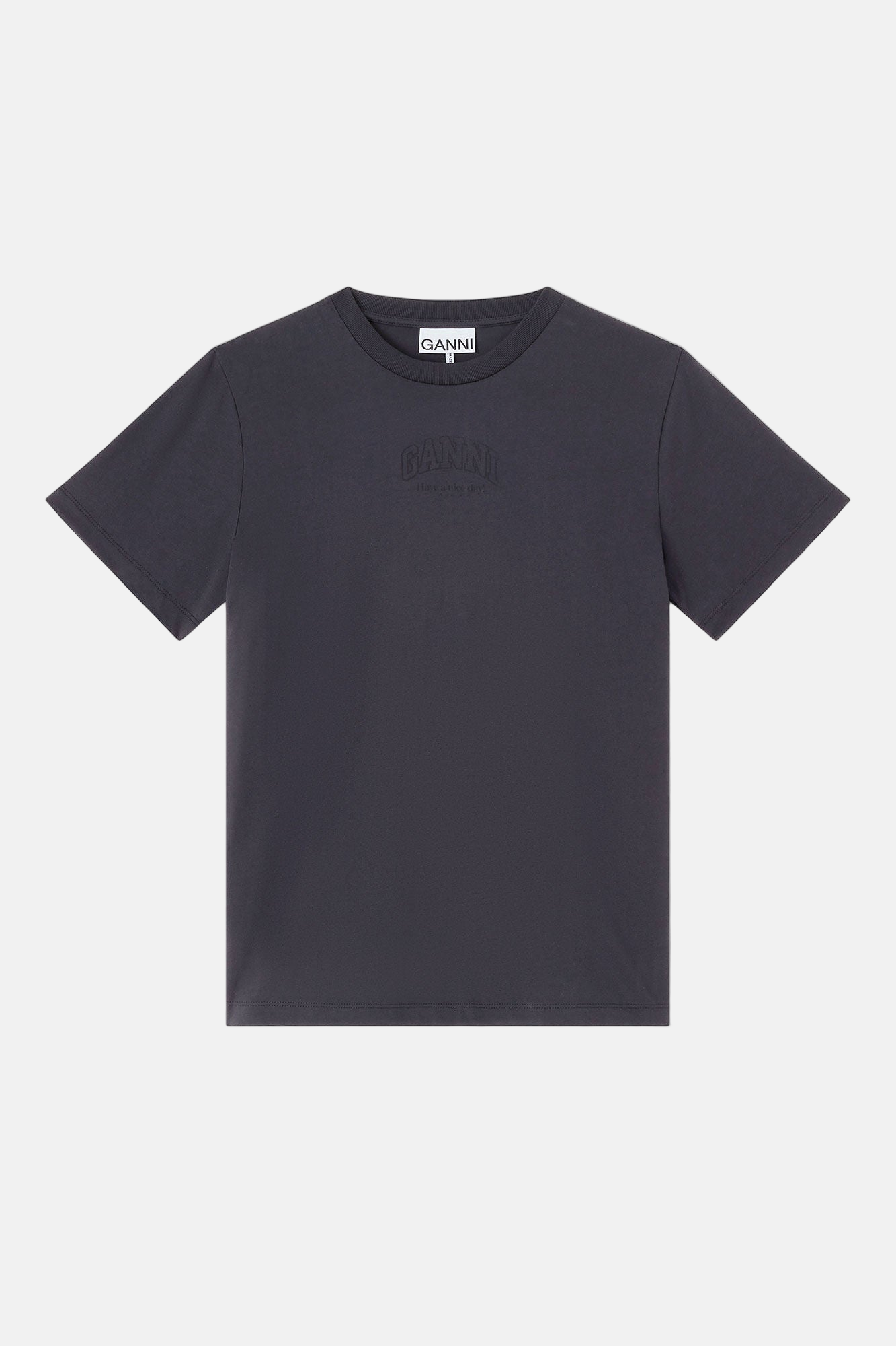 GANNI Essentials Tee in Phantom aus Organic Cotton, Basic T-Shirt mit Logo.