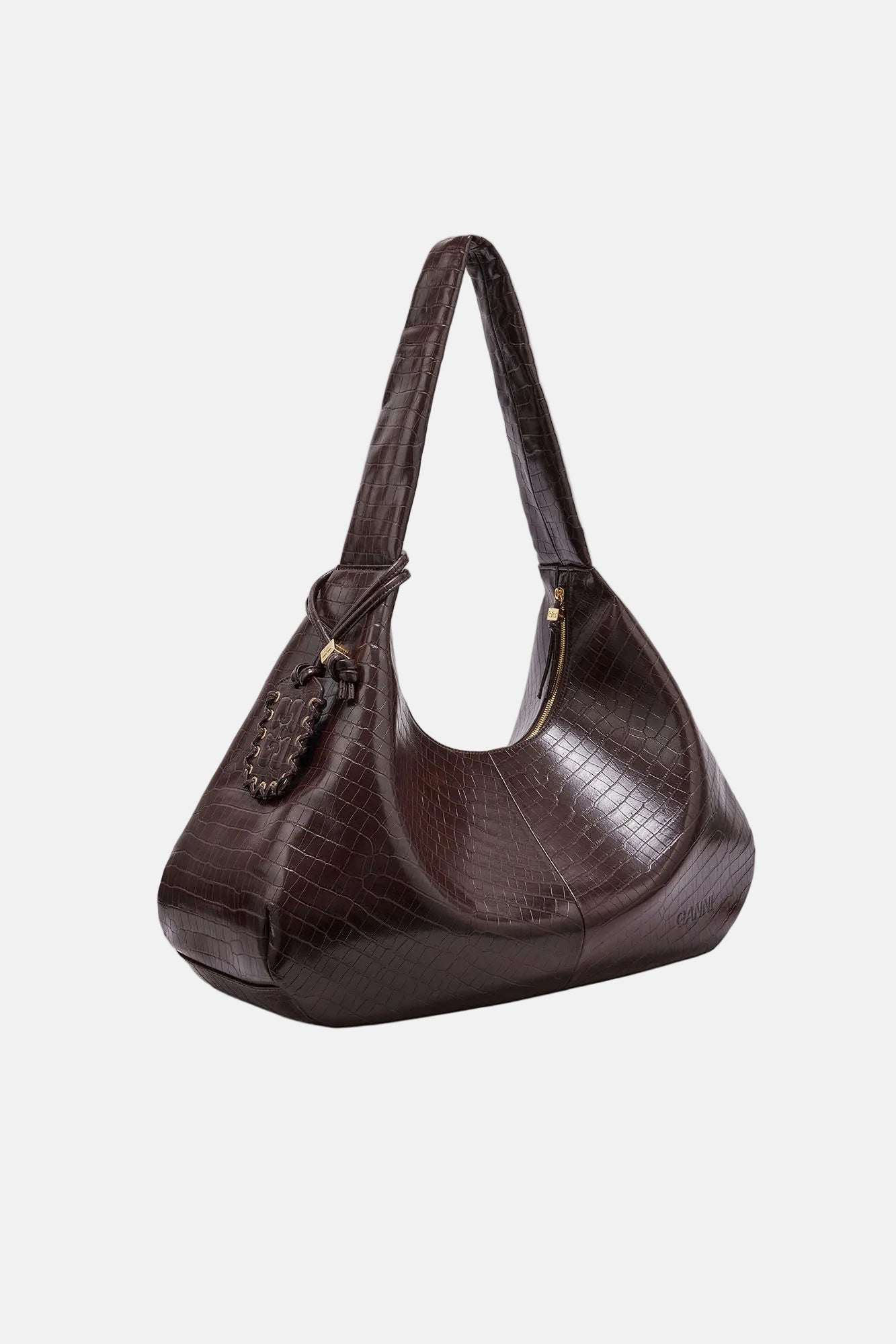 GANNI Hobo XXL Croco, Choco, Tasche