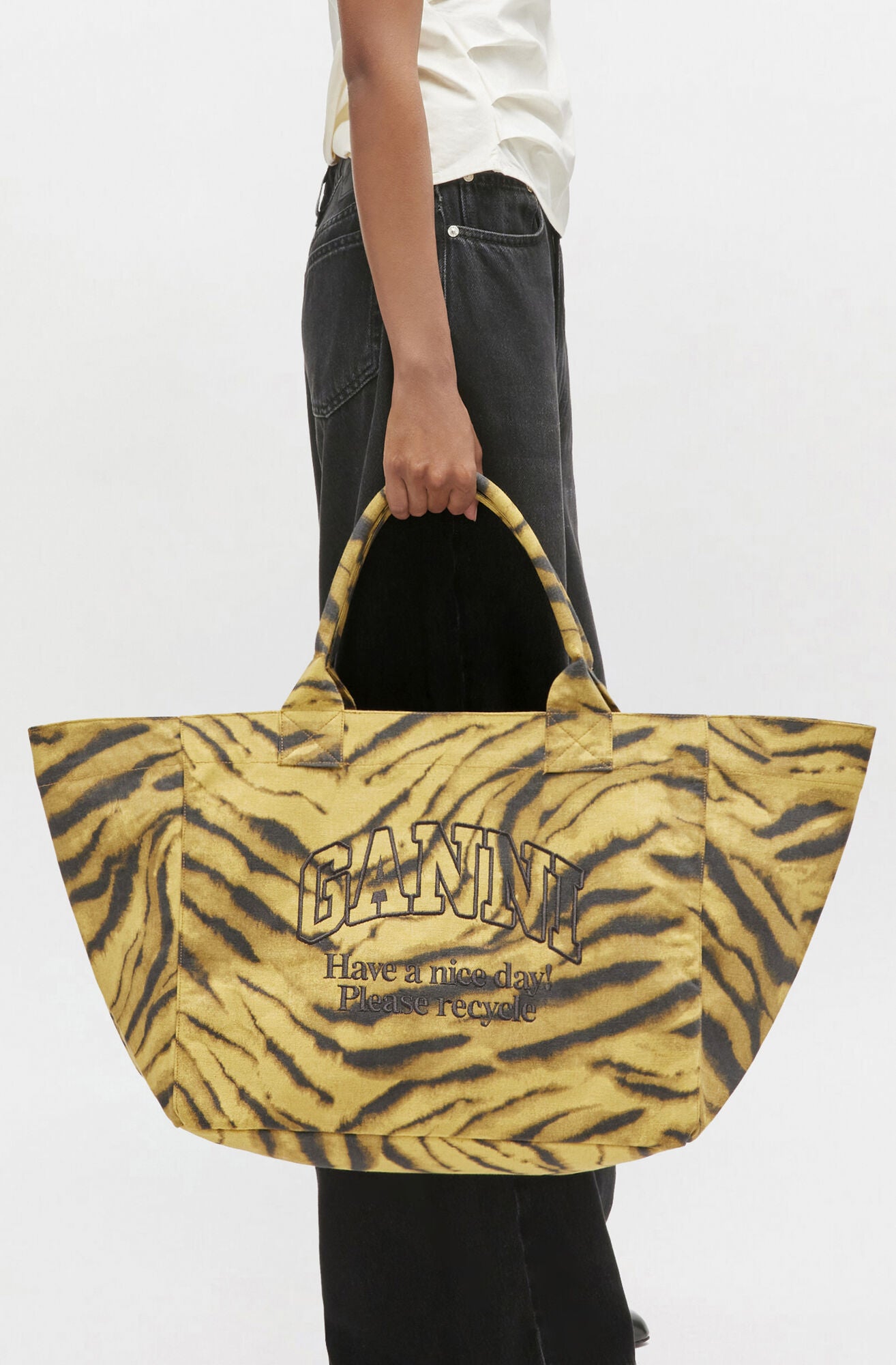 GANNI XXL Shopper, Khaki, Tasche