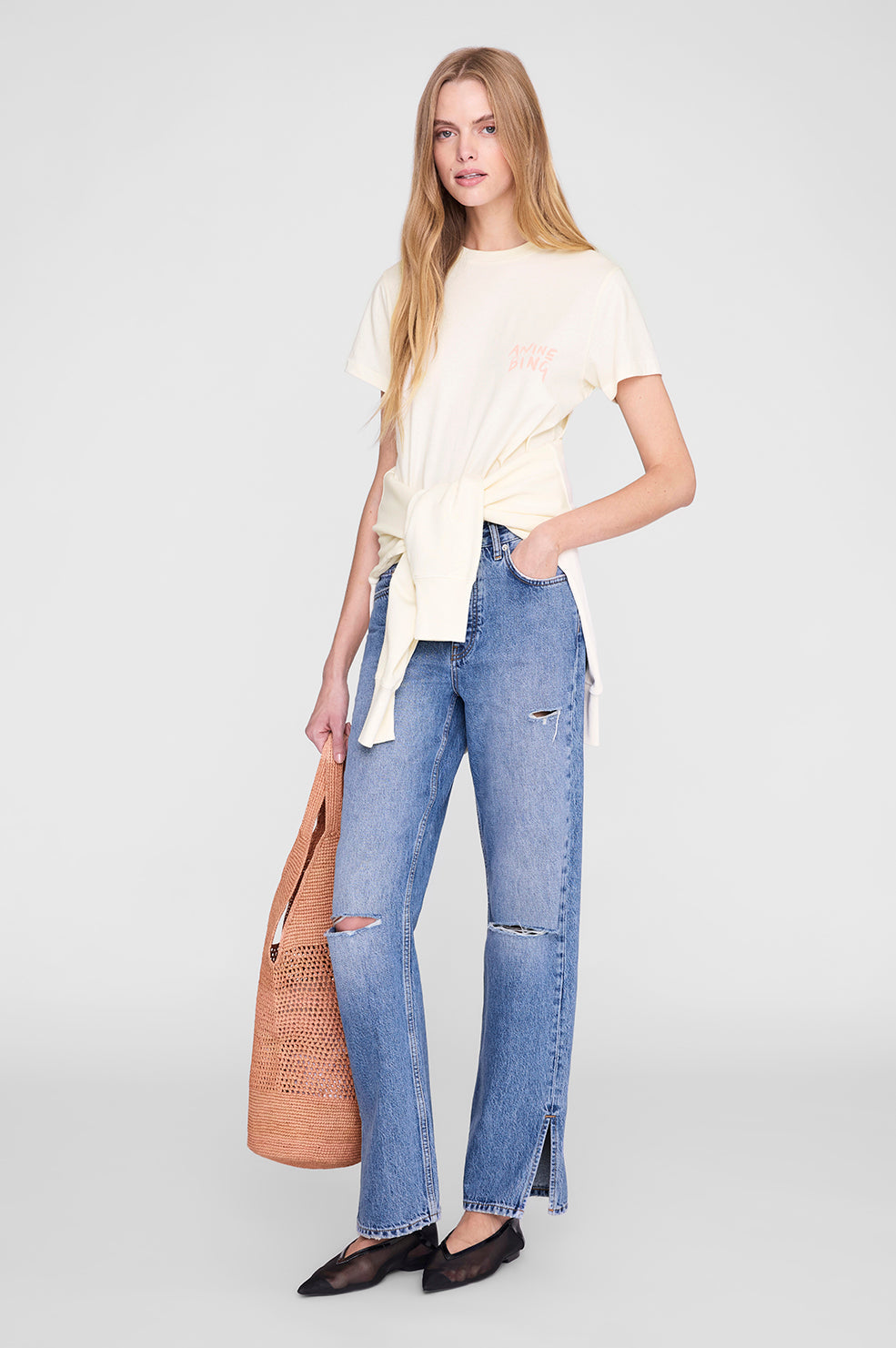 Anine Bing Shelley Tee Surfer, Ecru, Shirt