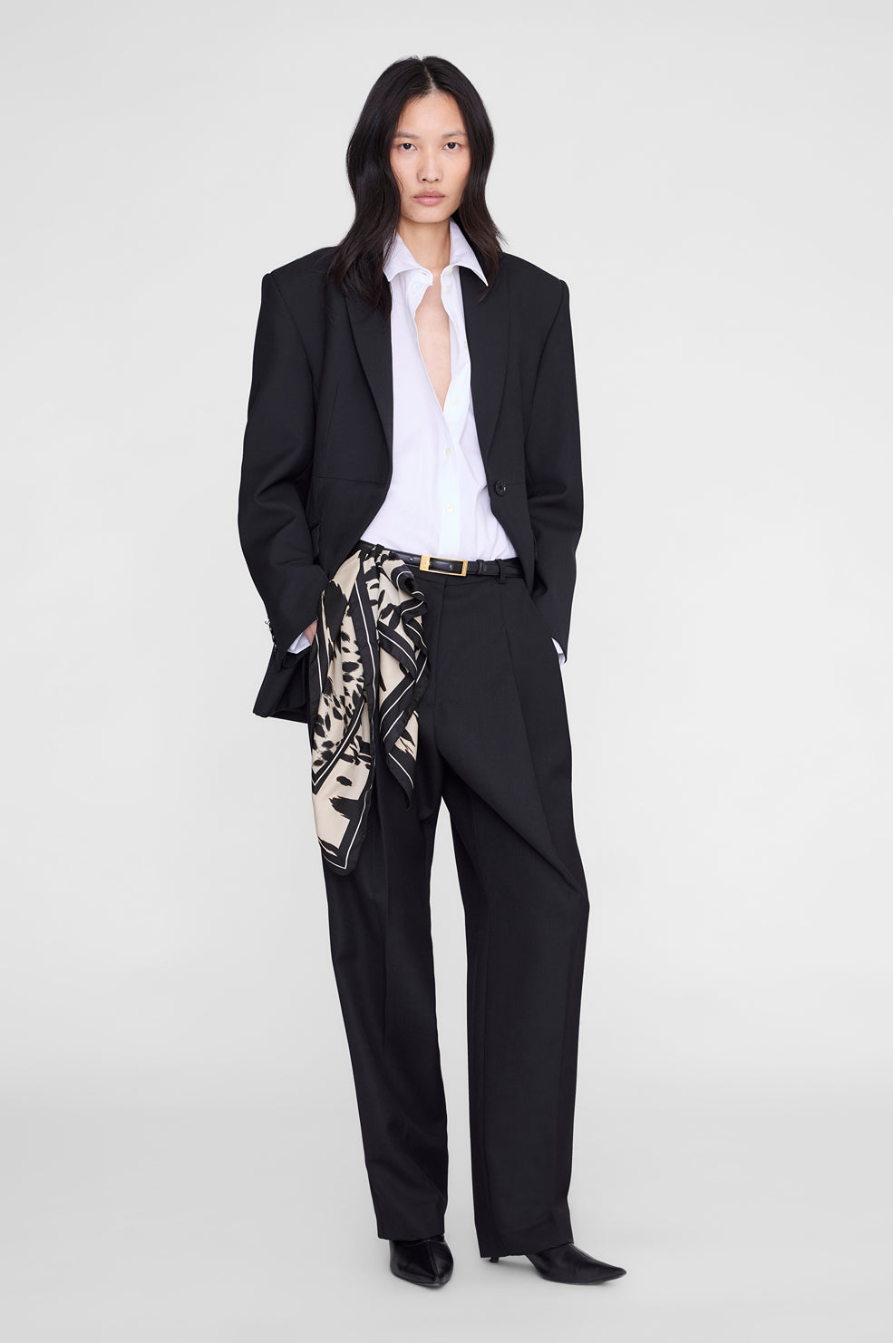 Anine Bing York Leopard, Pearl White, Scarf