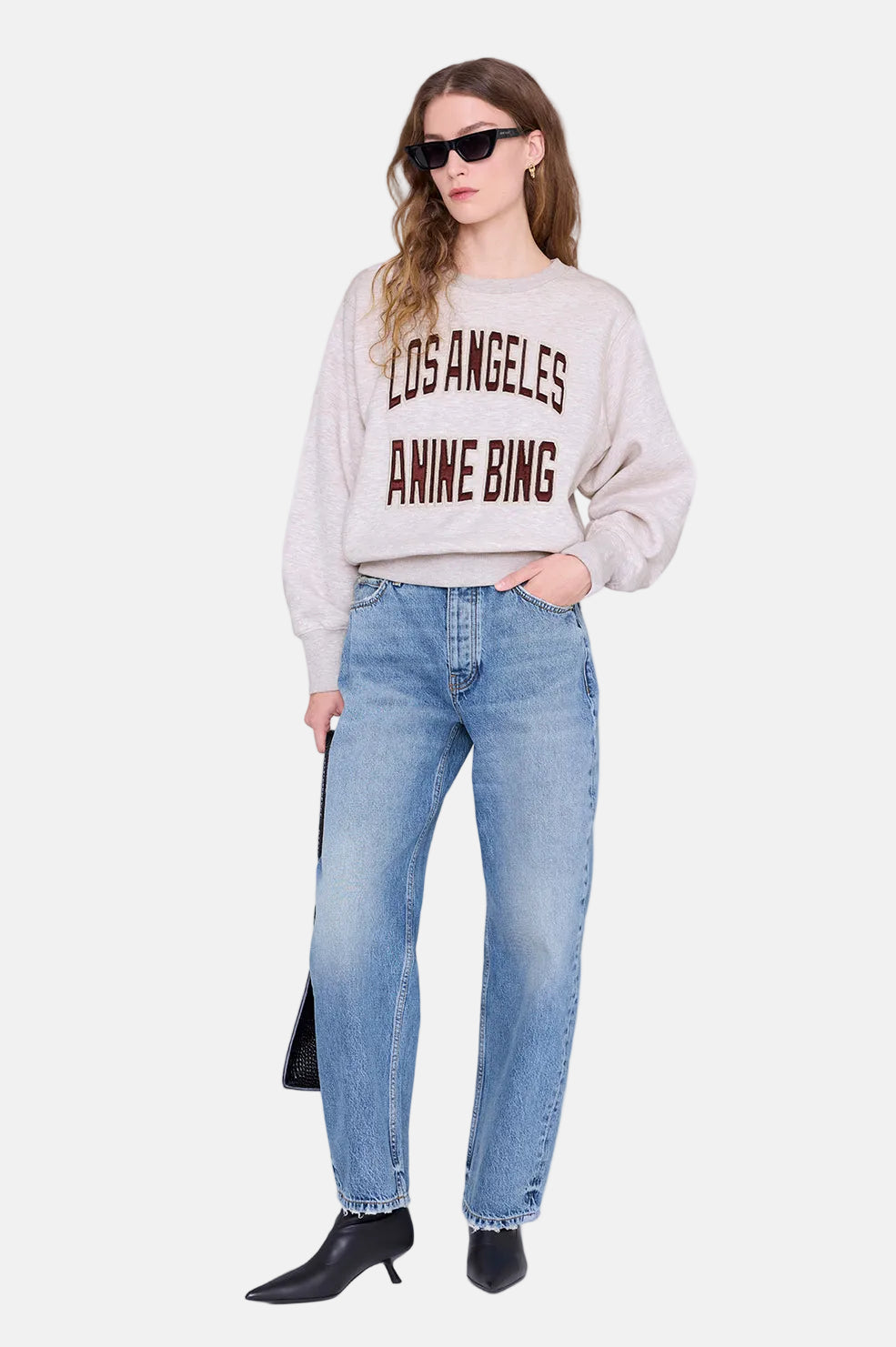 Anine Bing, Harry, Oatmeal Melange, Shrunken Sweatshirt