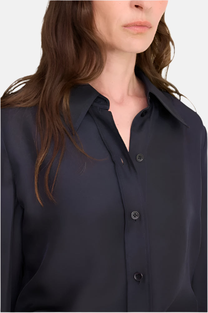 Fitted Shirt, Navy, Blouse