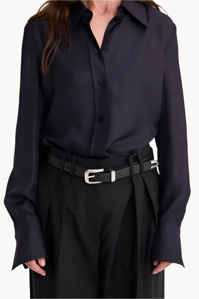 Fitted Shirt, Navy, Blouse