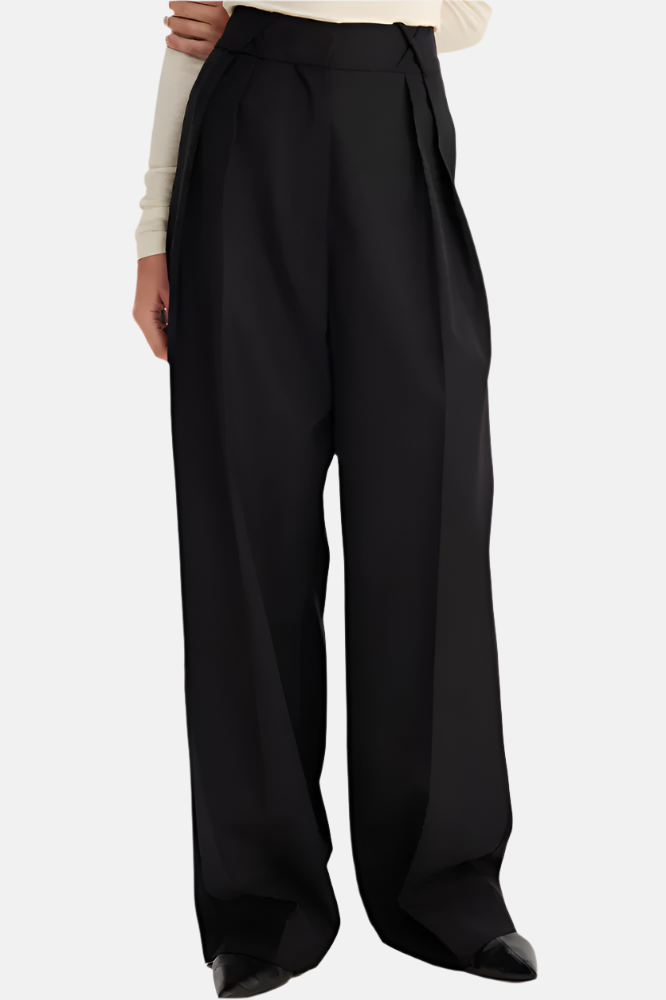 Róhe Wide Leg Double Pleated, Black, Hose