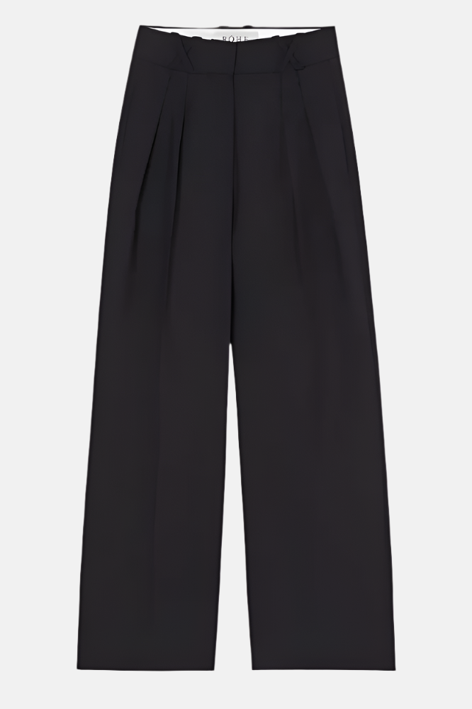 Róhe Wide Leg Double Pleated, Black, Hose
