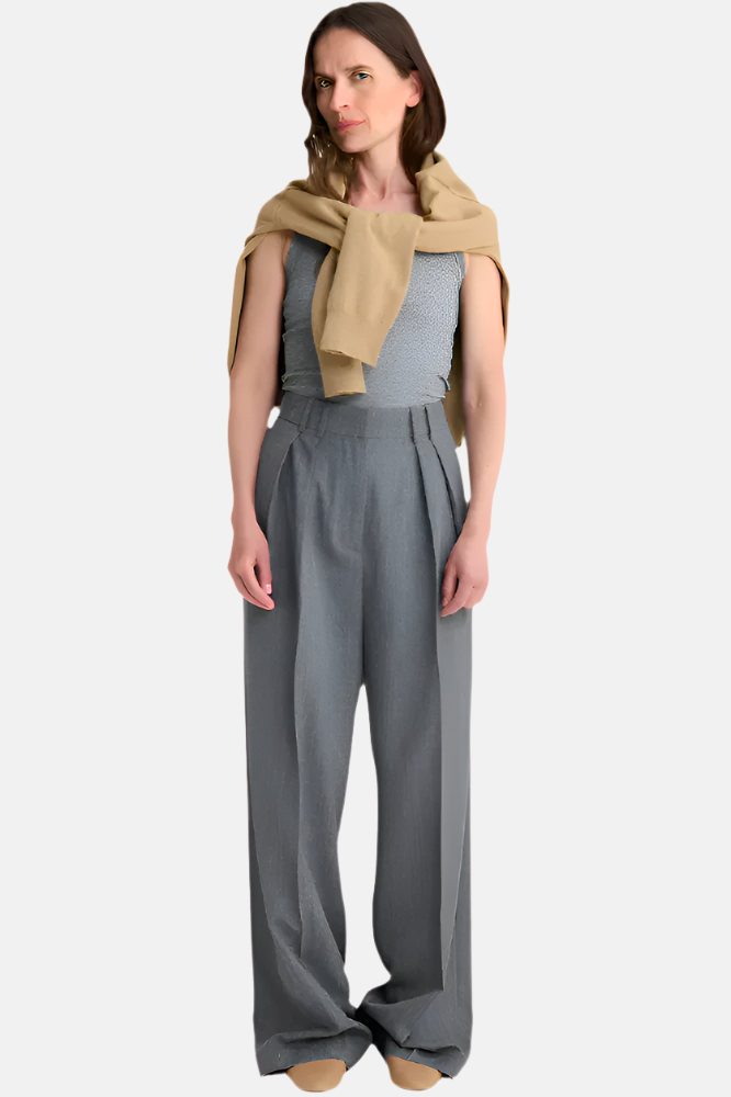 Wide Leg, Dark Gray Melange, trousers