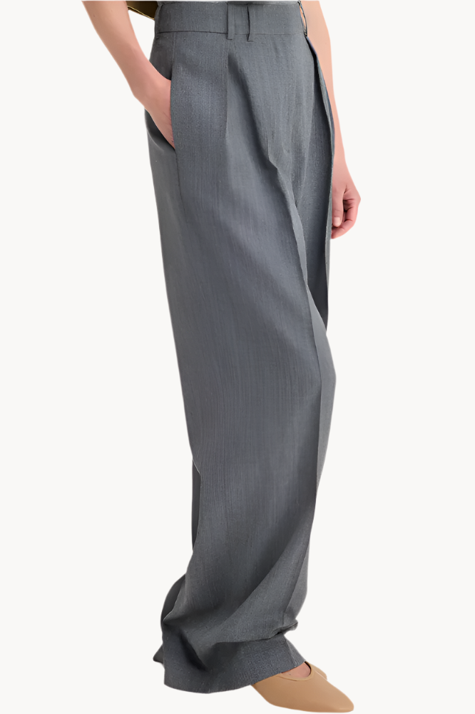 Wide Leg, Dark Gray Melange, trousers