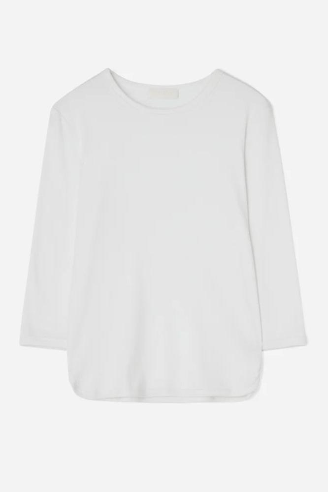 Teurn Studios 3/4 Long-sleeved rib, White, Top