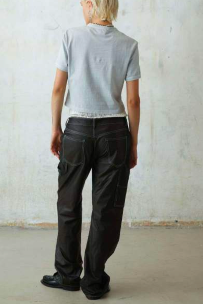 Worker Pants, Black, Leather Pants