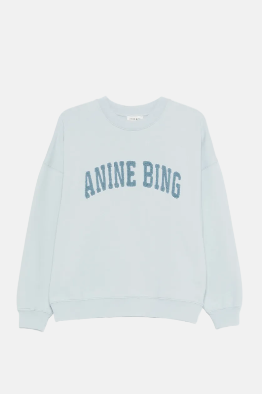 Anine Bing Miles Sweatshirt in Pale Blue mit Frottee-Logo und Baggy Fit.