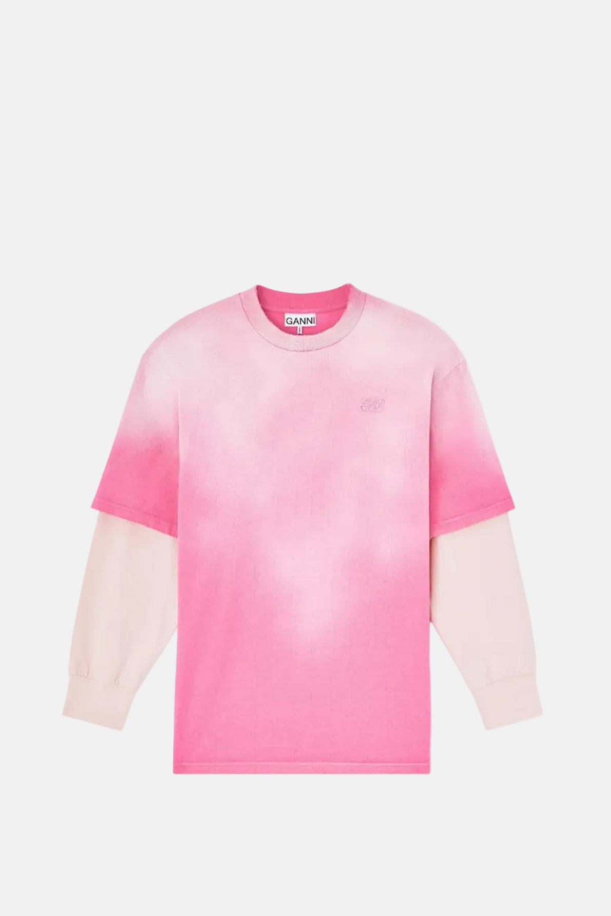 GANNI Washed Effect Cotton Jersey, Chalk Pink, Longsleeve