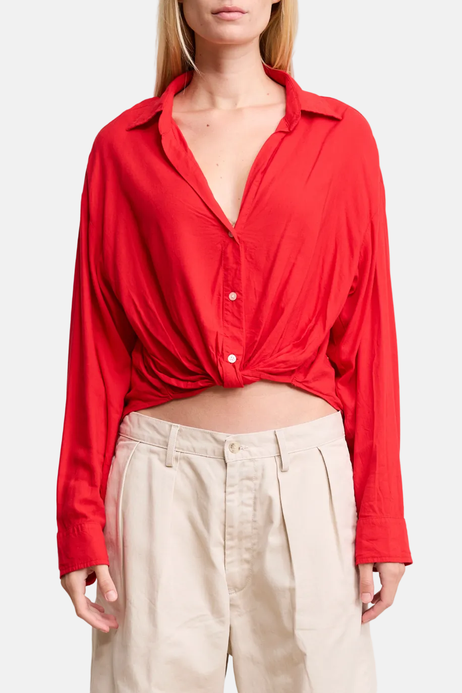 Denimist Slim Twisted Front Beach, Red, Shirt