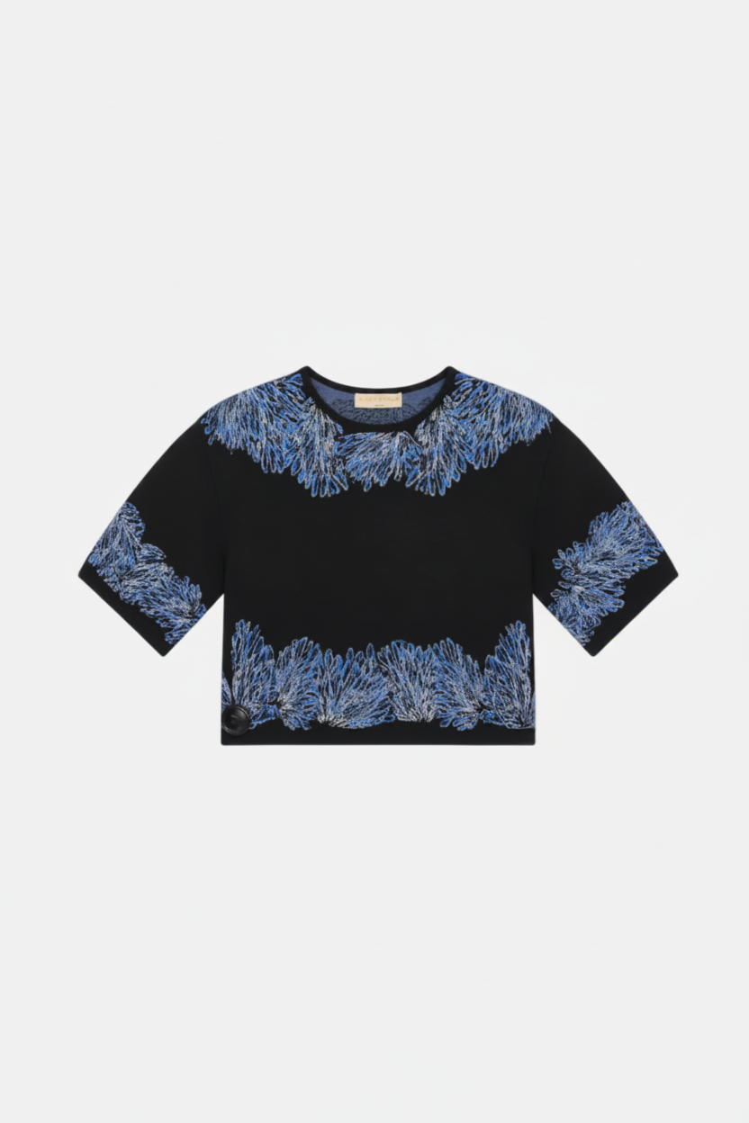 Ulla Johnson Alara Knit Jacquard, Ocean, Top