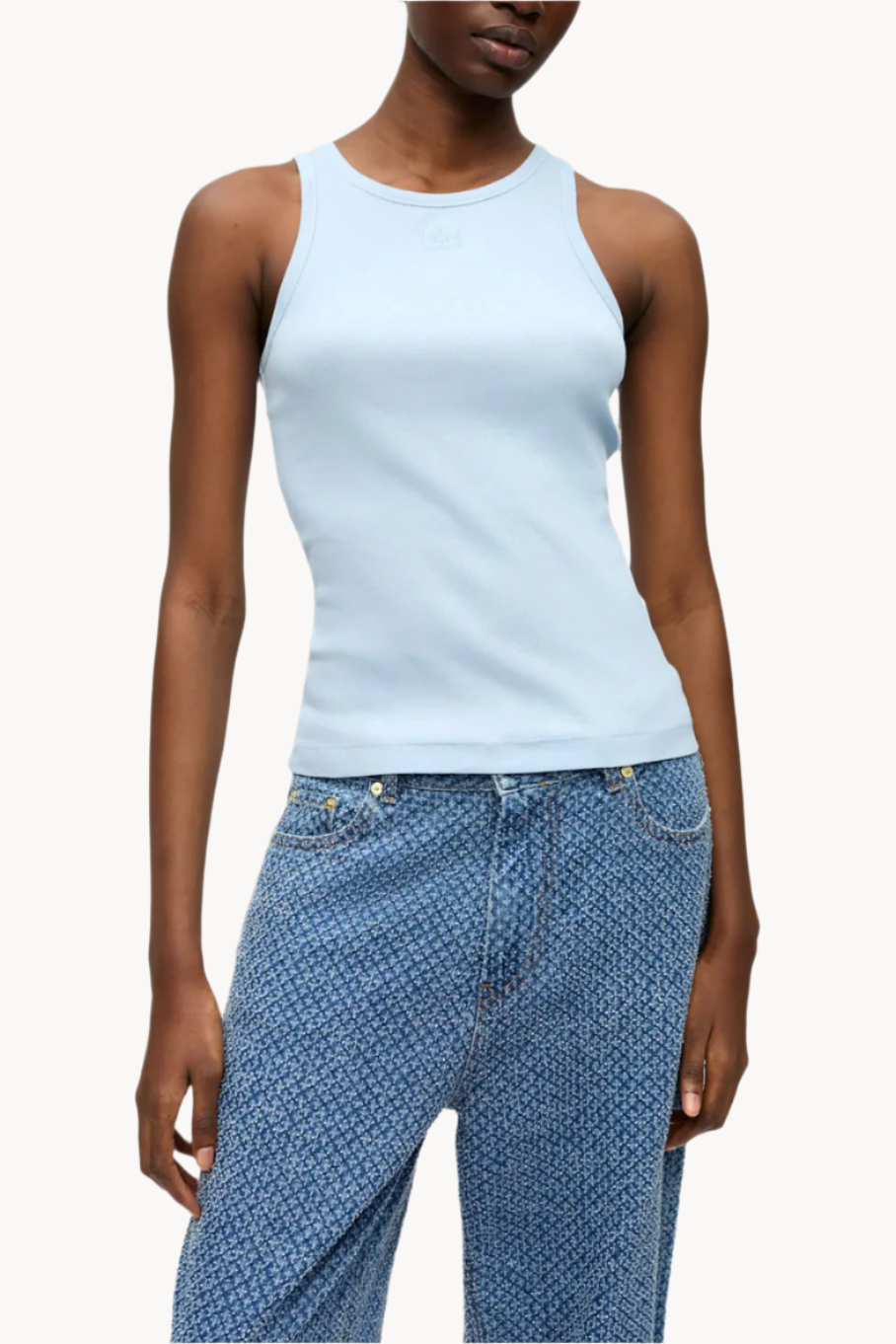 GANNI Soft Cotton, Blue, Tank Top