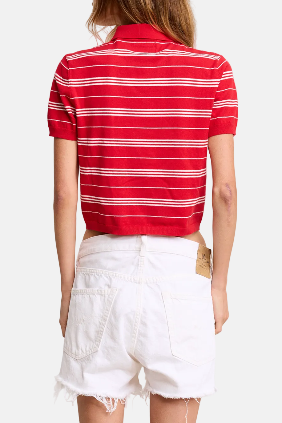 Denimist Shrunken Polo, Red/White Stripe, Sweater