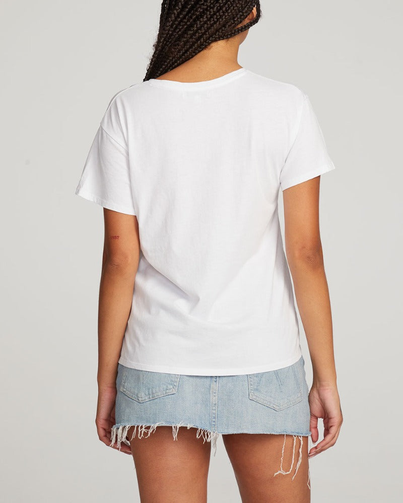 Chaser Short Sleeve, White, V Neck Tee