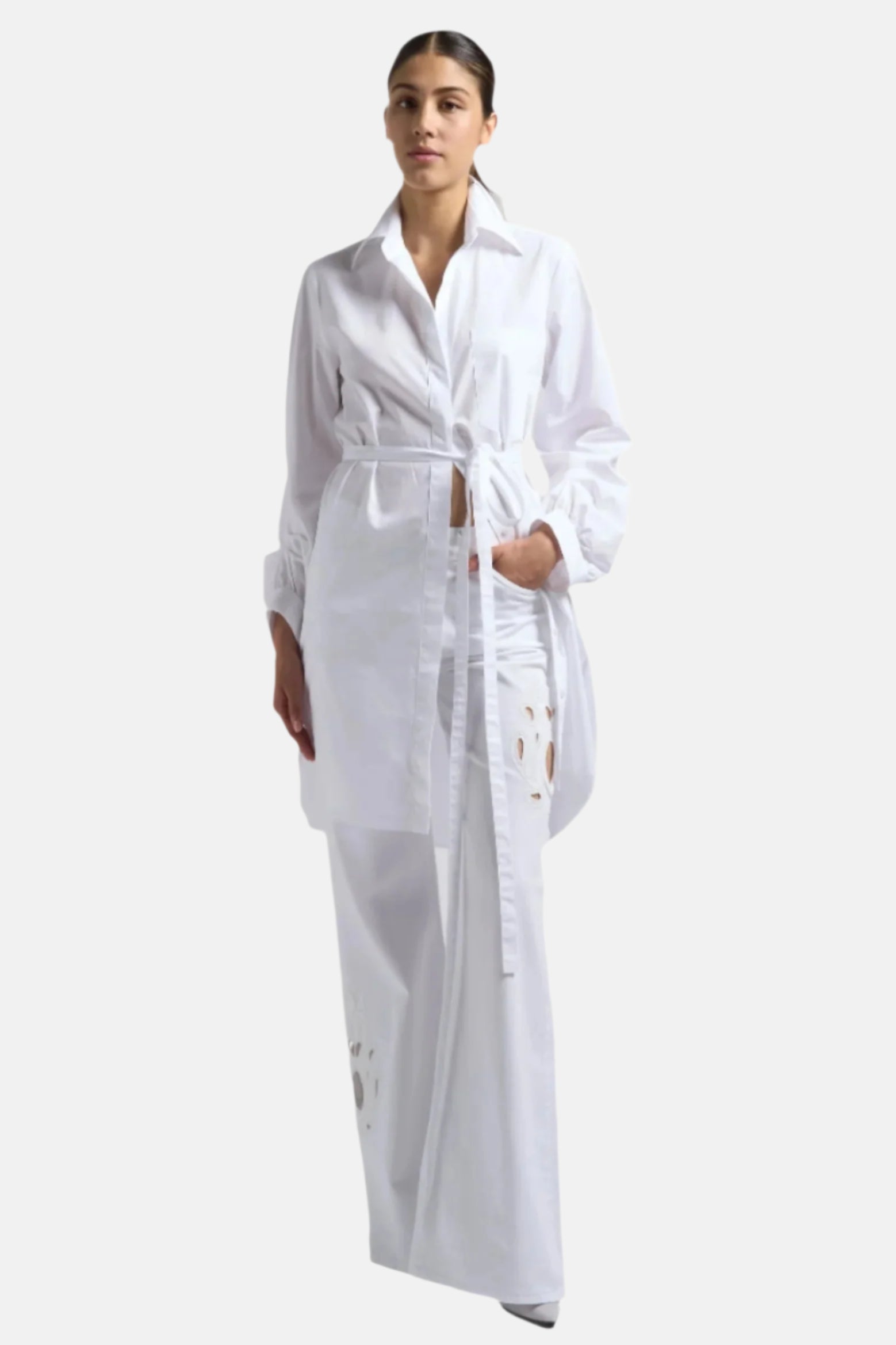Dondup Abito, Weiß, Hemd-Kleid