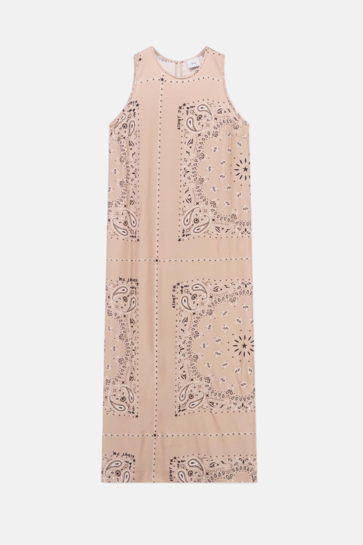 8PM Taormina Maxi Dress Desert mit Paisley-Bandana-Print – ärmelloses Sommerkleid aus Viskose