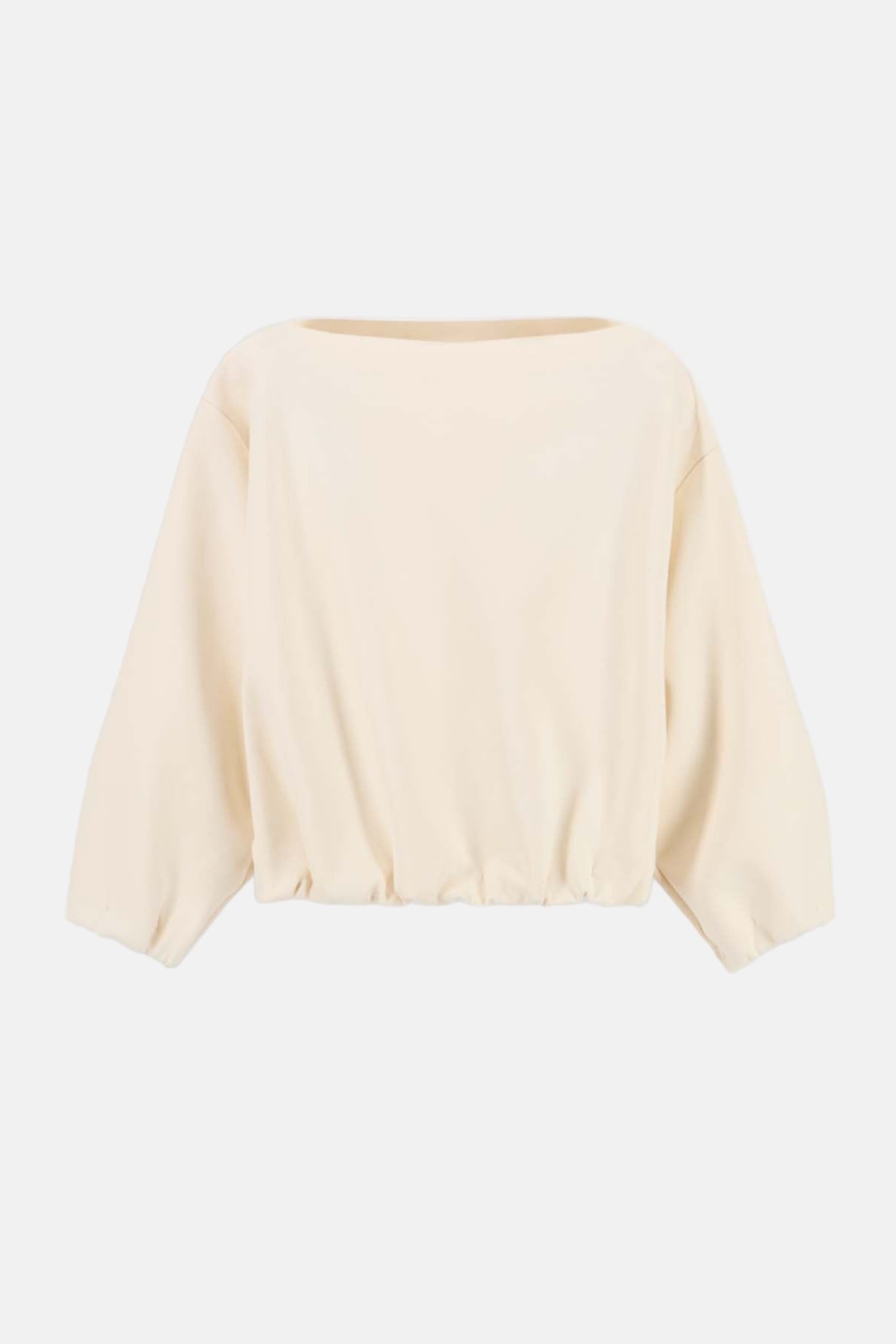 8PM Hamptons Sweatshirt in Meringue, moderne voluminöse Silhouette, frontale Ansicht.