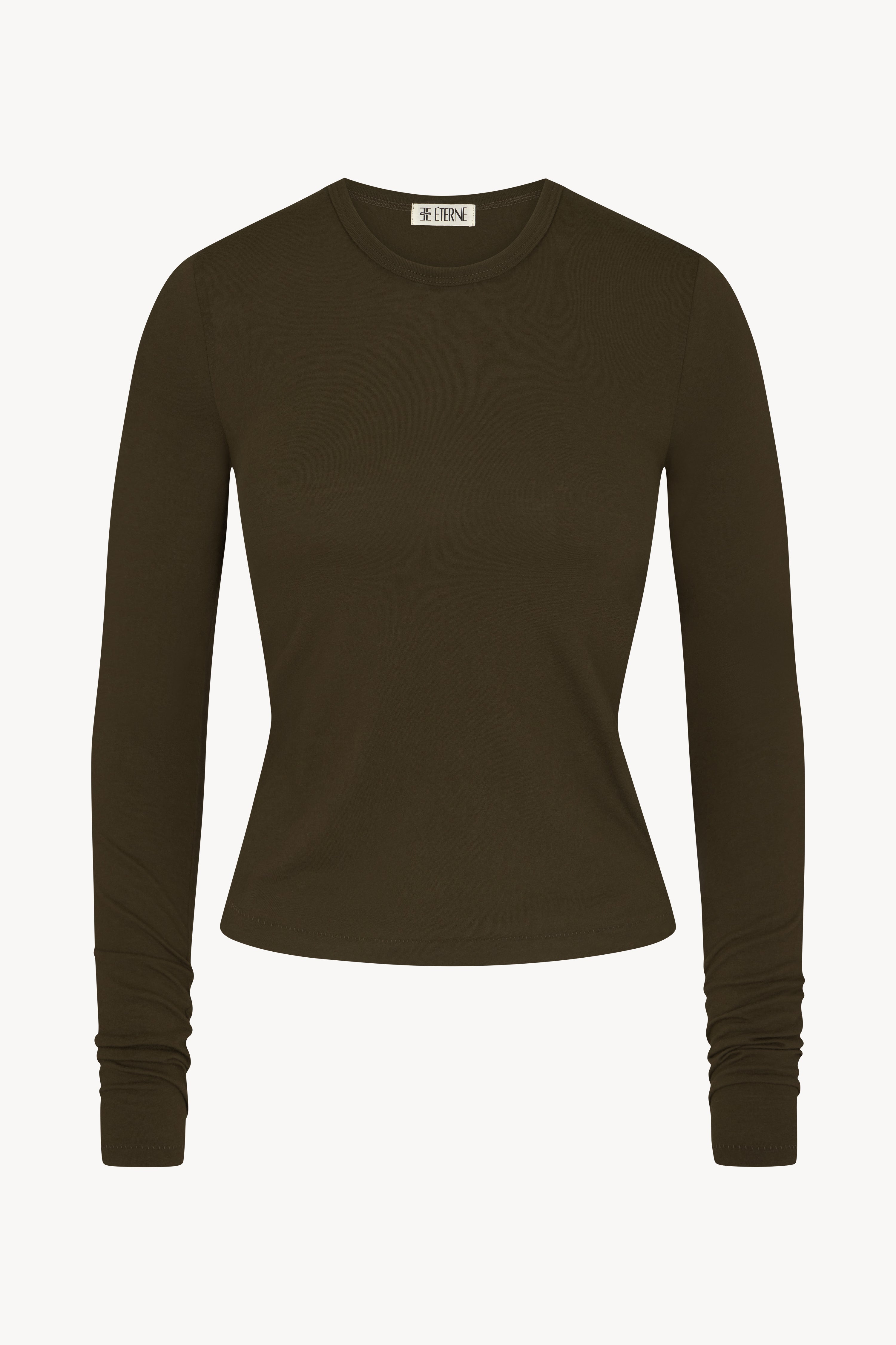 Éterne Fitted Crewneck, Moss Mos, Long Sleeve