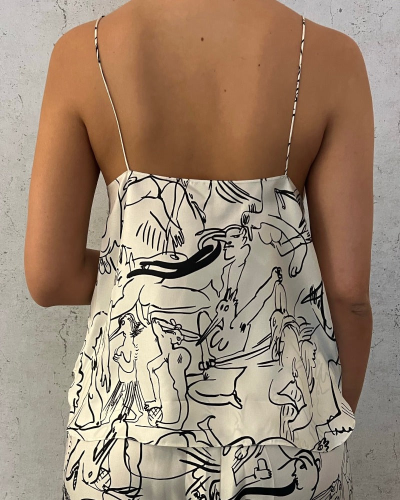 Strap Top Camille-Henrot, Off-White/Black, Top