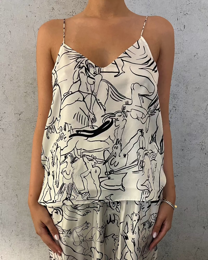Strap Top Camille-Henrot, Off-White/Black, Top