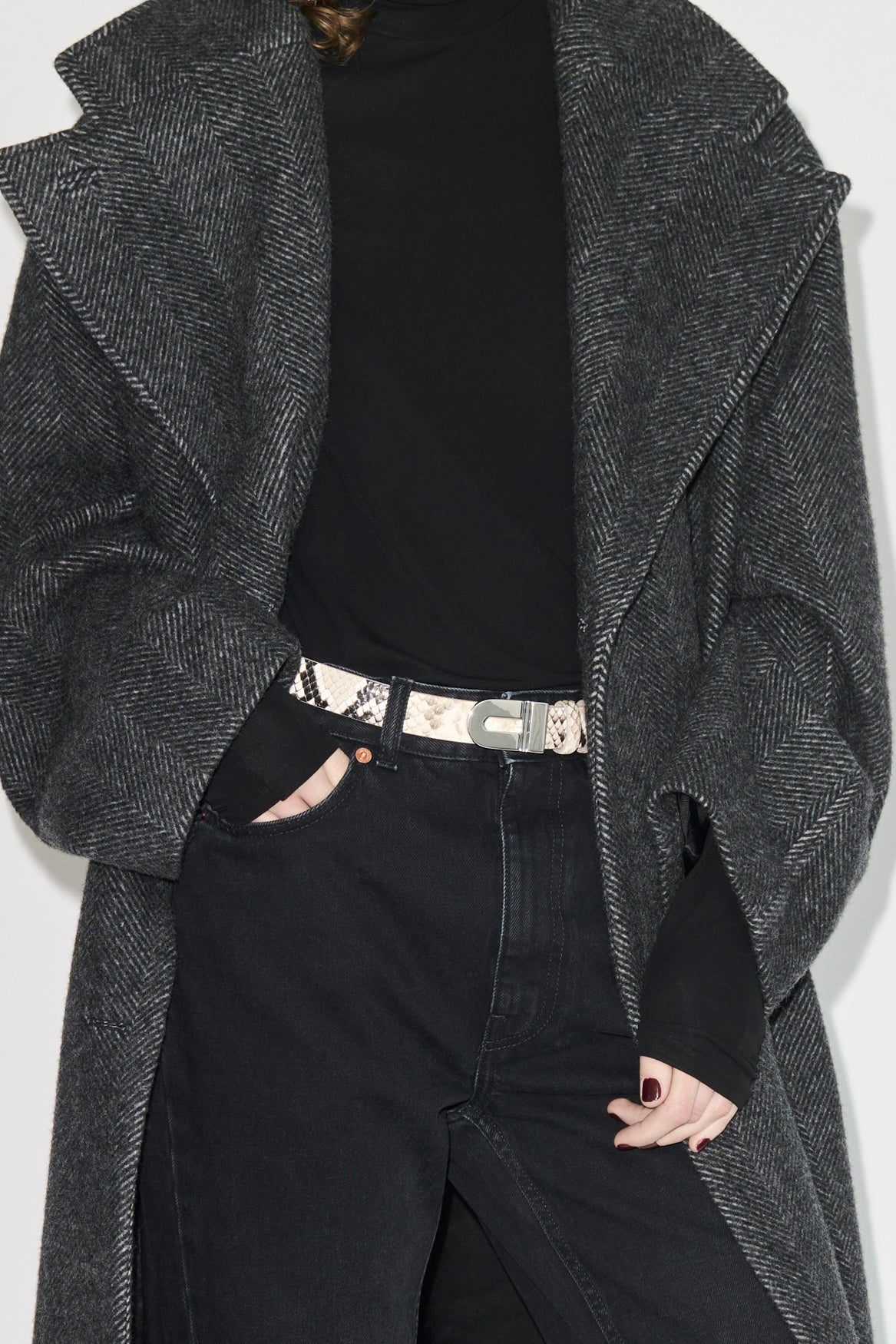 Signature Logo, Black/Gold, Leather Belt