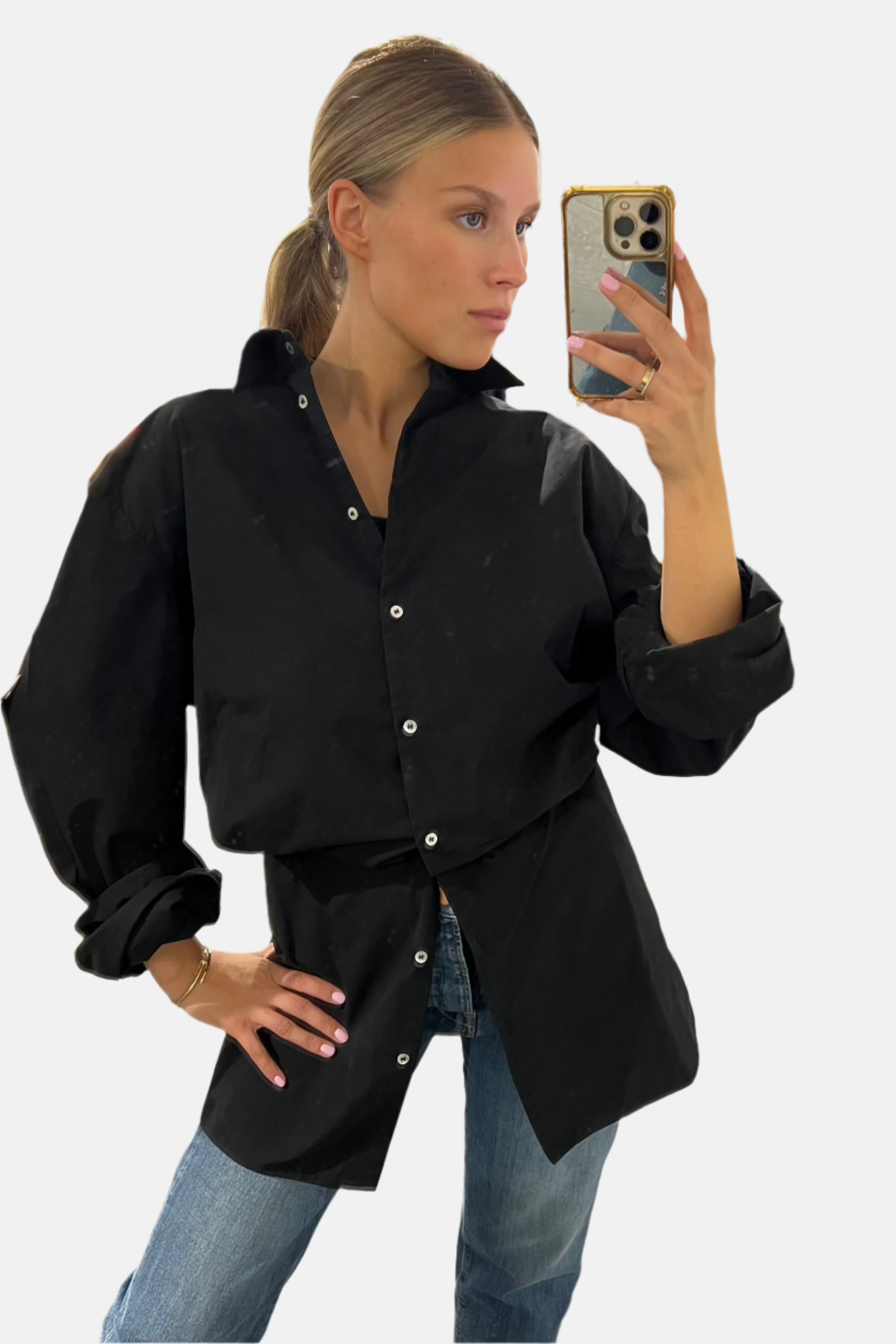 Halfboy Shirt Dress, Black, Kleid