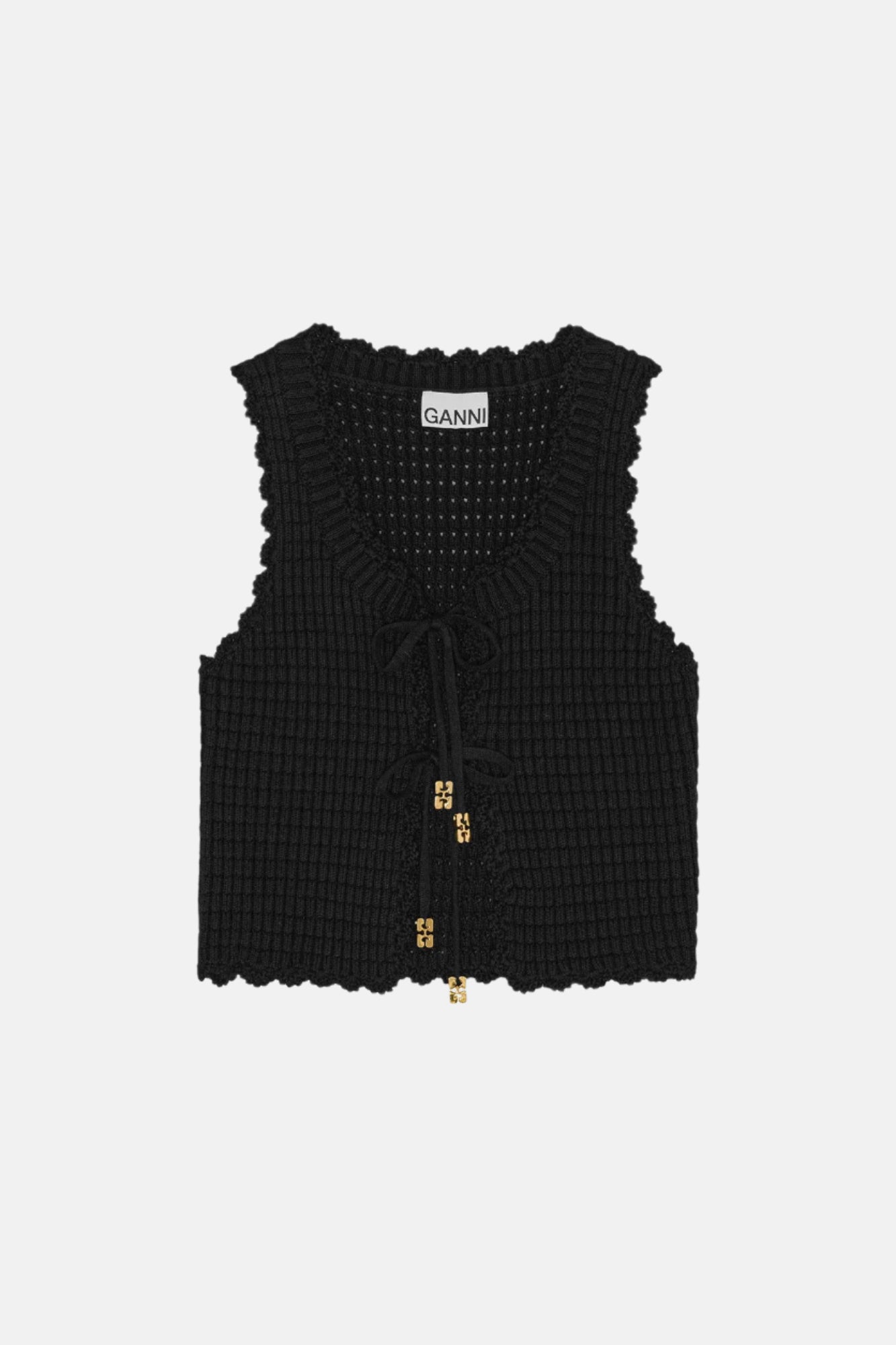 GANNI Textured, Black, Lace Weste