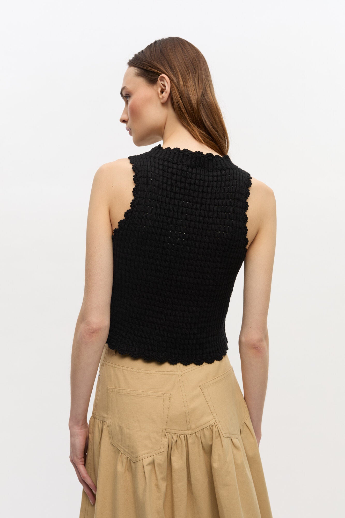 GANNI Textured, Black, Lace Weste