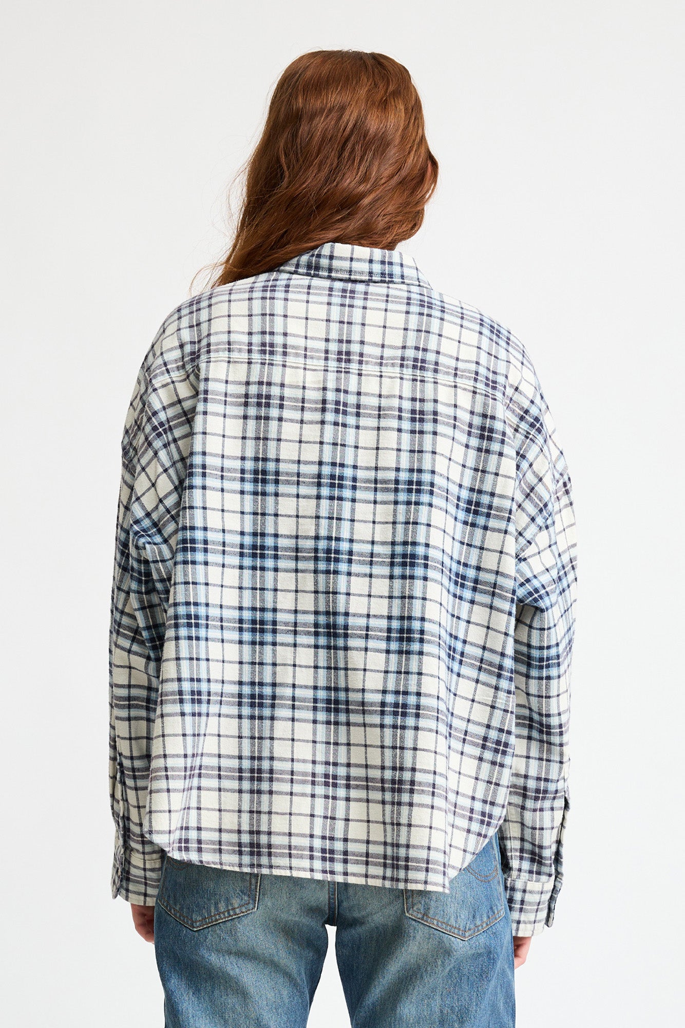 Denimist Cropped Button, Ecru/Blue, Hemd