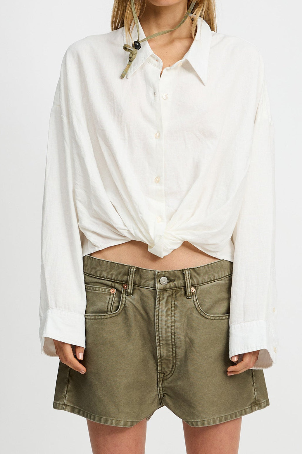 Denimist Twisted Front Shirt, White, Shirt