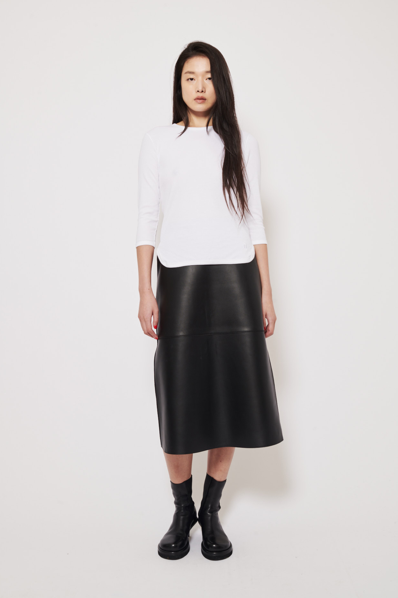 Teurn Studios 3/4 Long-sleeved rib, White, Top