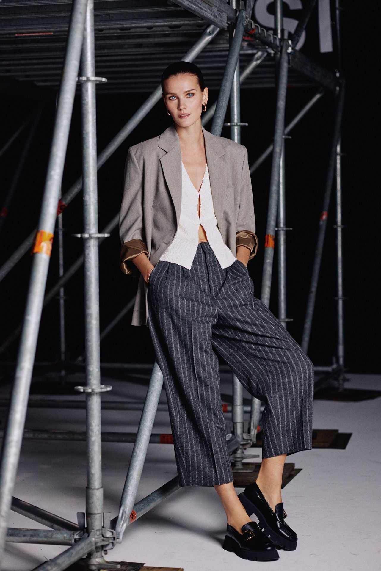 ROSSI Noa Flannel, Grau gemustert, Hose