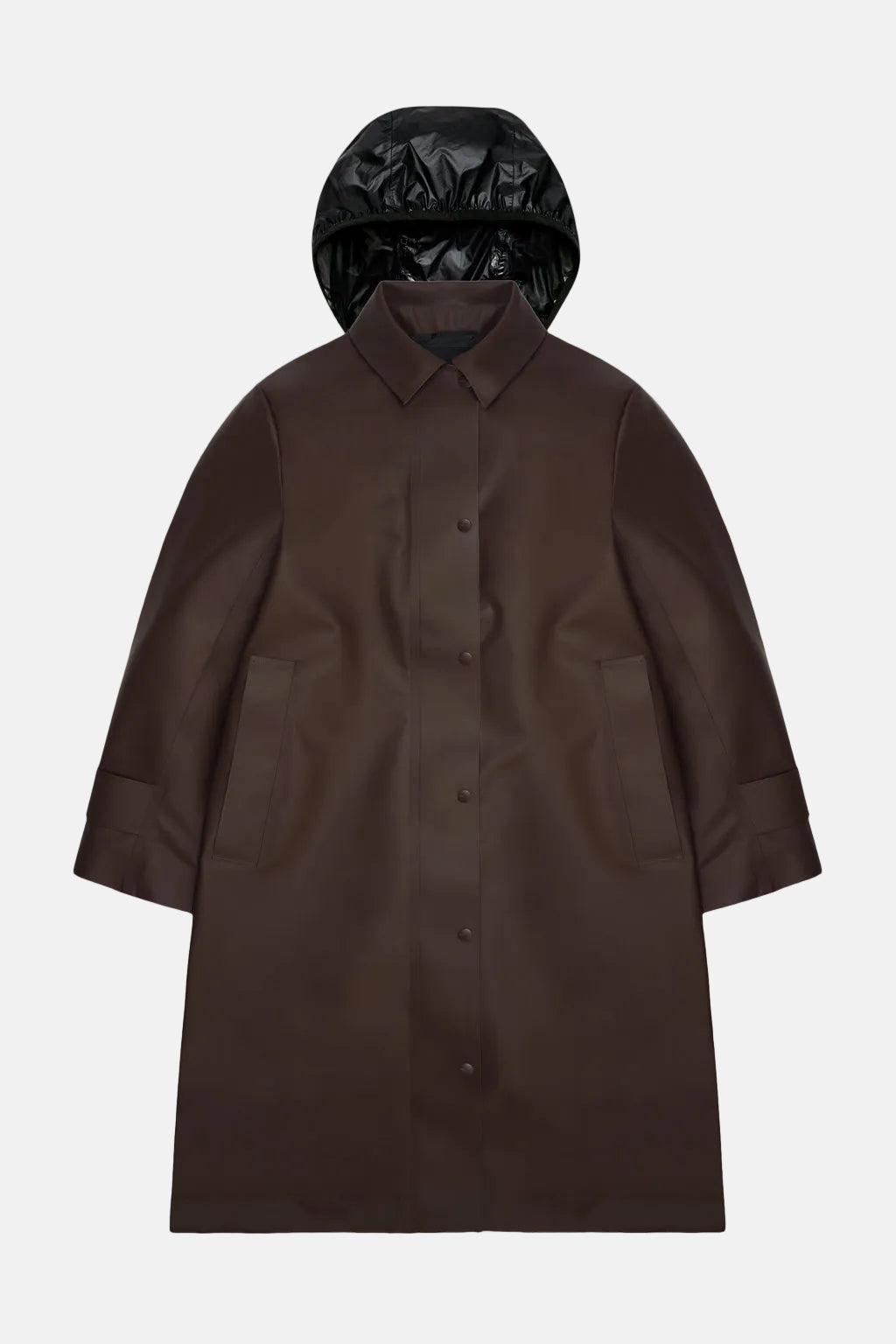 Rains Nara W Bark Long Jacket W3 Jacke in Braun – Ansicht 4