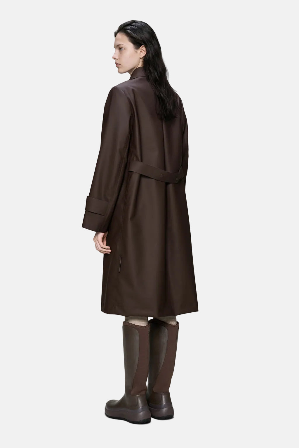 Rains Nara W Bark Long Jacket W3 Jacke in Braun – Ansicht 3