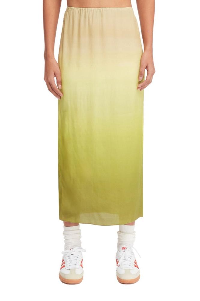 Gauchere Midi Skirt, Sand/Green, Rock