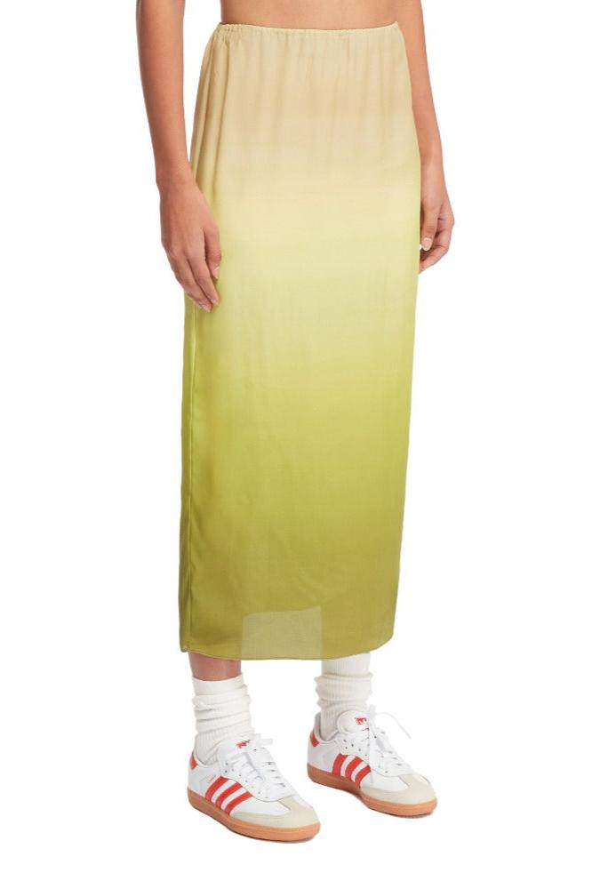 Gauchere Midi Skirt, Sand/Green, Rock