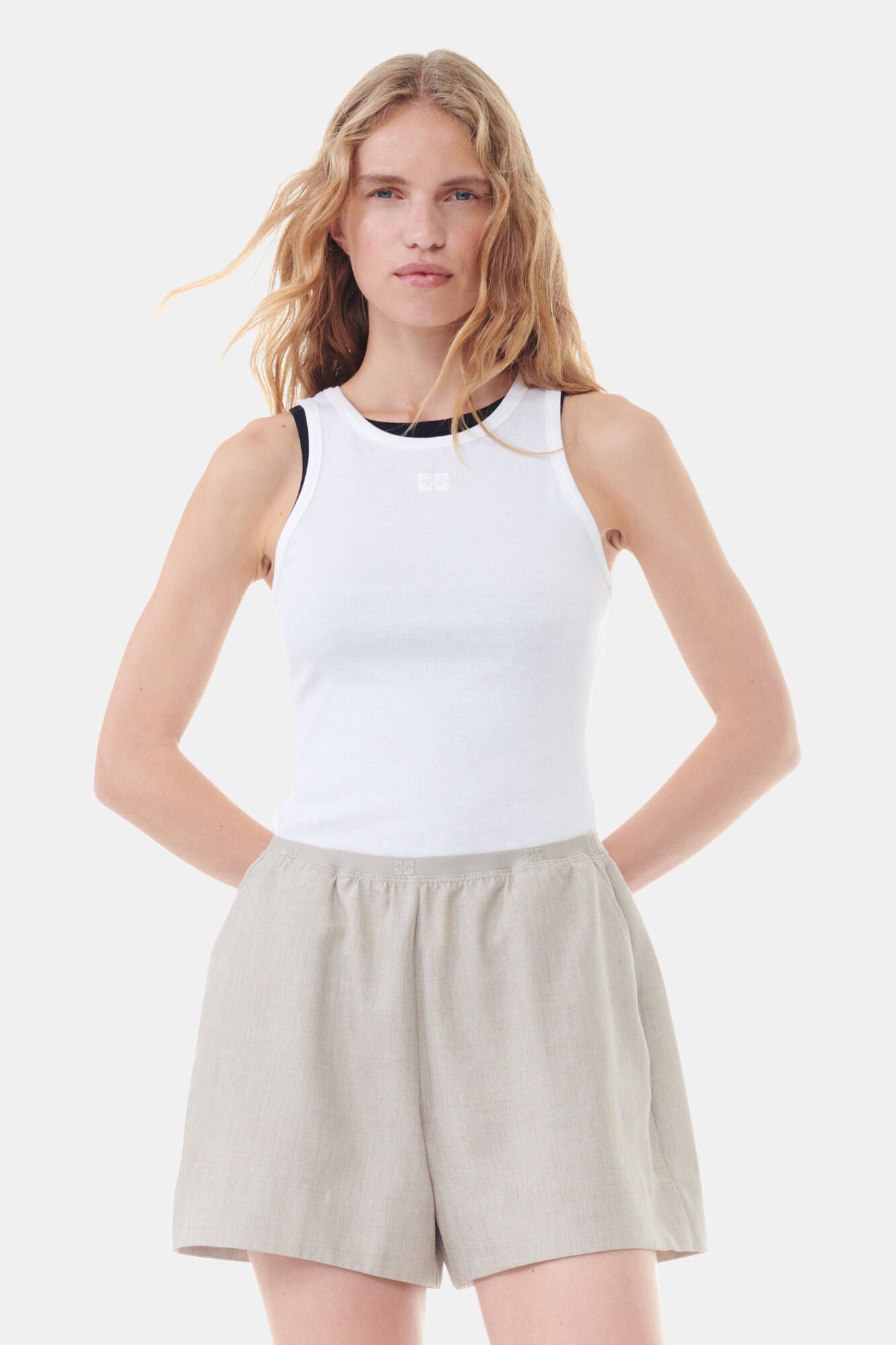 GANNI Soft Cotton, White, Tank Top