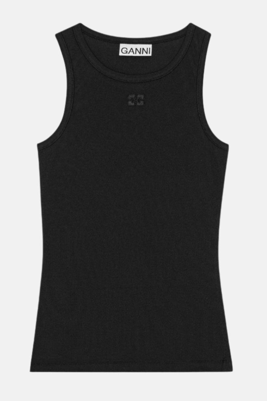 GANNI Soft Cotton, Black, Tank Top