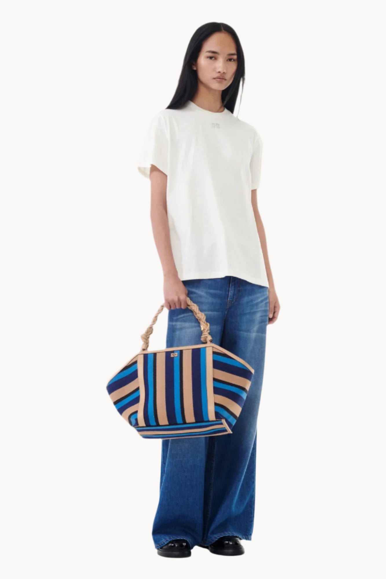 GANNI Basic Rhinestone, Egret, T-Shirt