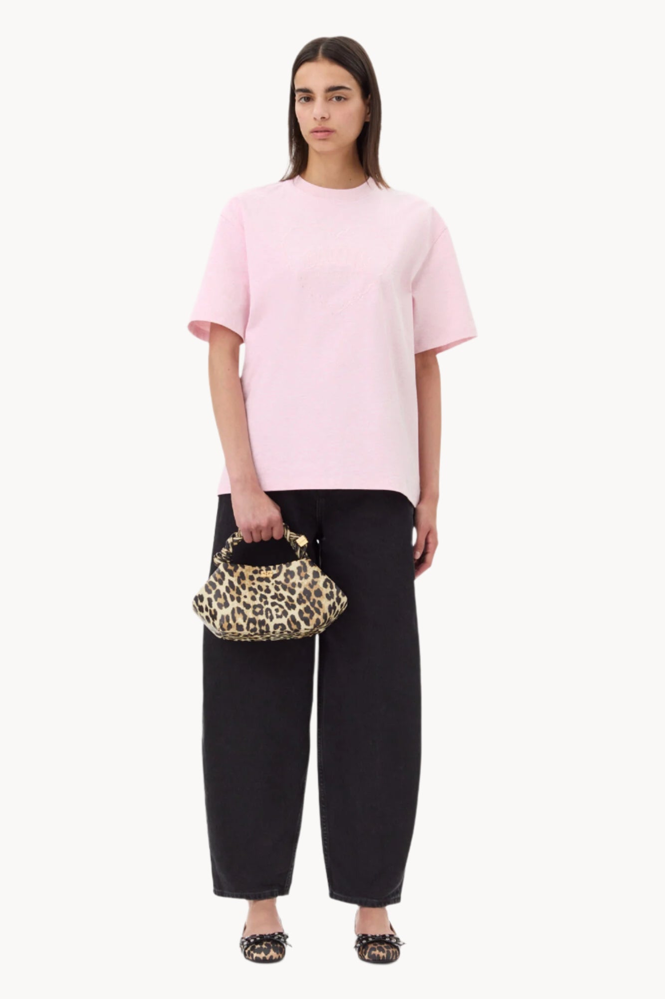 GANNI Drop Shoulder, Chalk Pink, T-Shirt