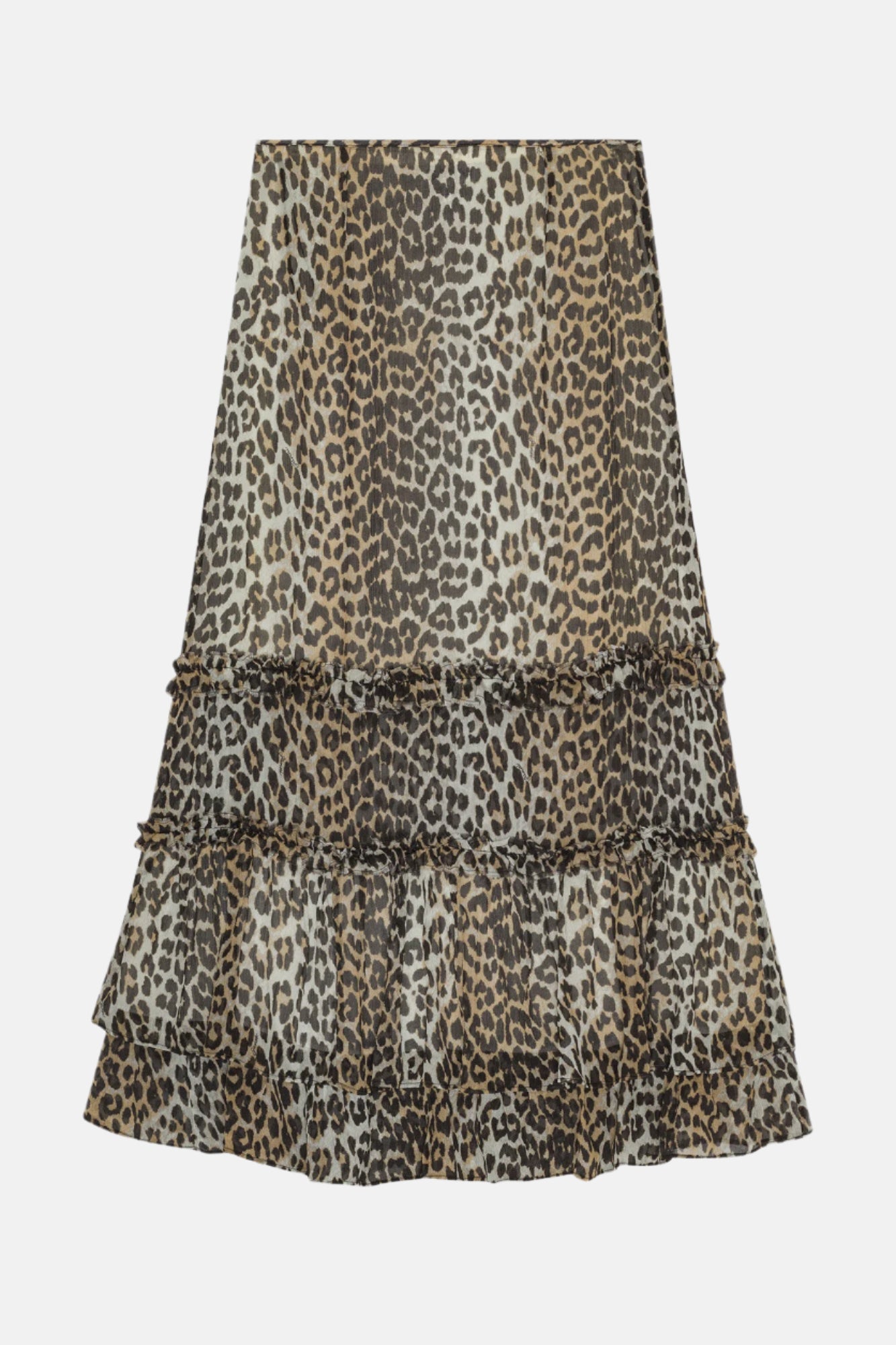 GANNI Chiffon Rüschen, Leopard, Rock